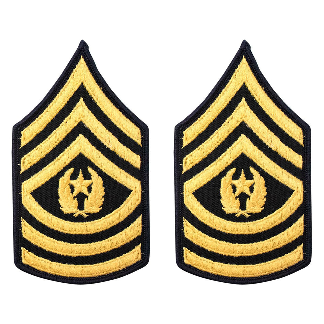 Army Chevron: Female Command Sergeant Major - gold embroidered on blue - Hooyah Woodworks LLC