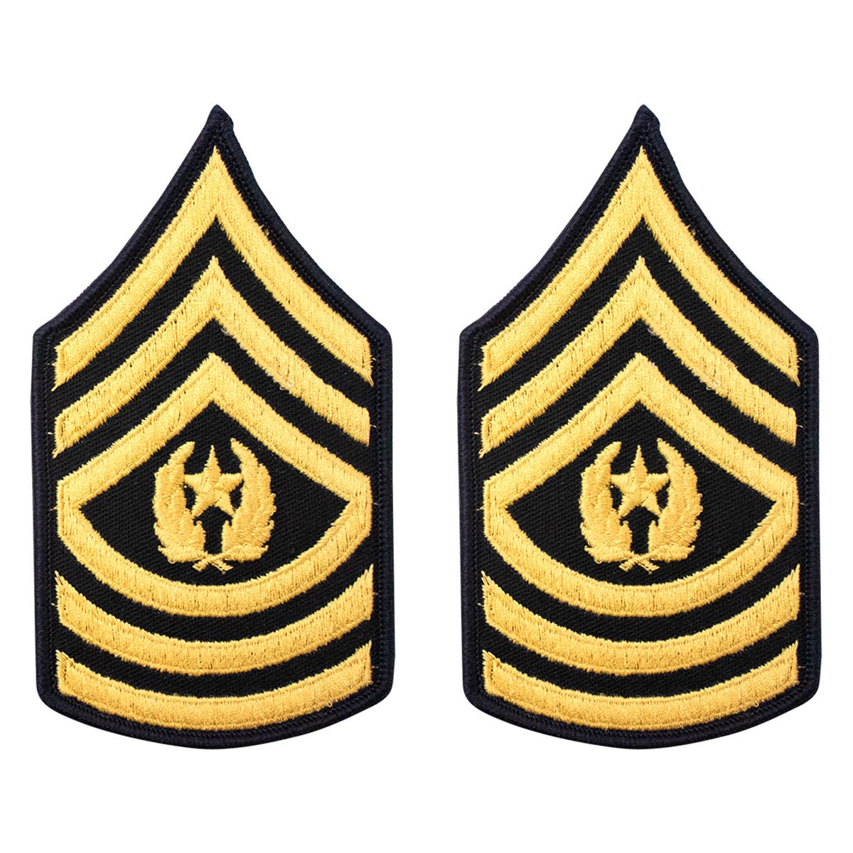Army Chevron: Female Command Sergeant Major - gold embroidered on blue - Hooyah Woodworks LLC