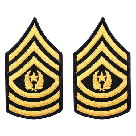 Army Chevron: Female Command Sergeant Major - gold embroidered on blue - Hooyah Woodworks LLC