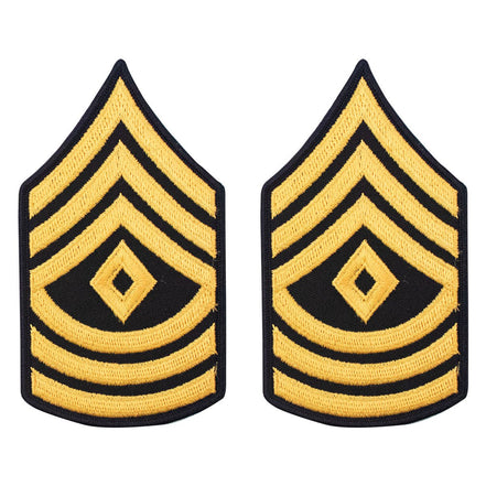 Army Chevron: First Sergeant - gold embroidered on blue, male - Hooyah Woodworks LLC