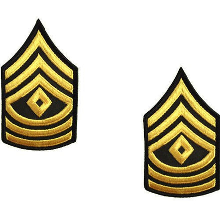 Army Chevron: First Sergeant - gold embroidered on green, female (NON-RETURNABLE/NON-REFUNDABLE) - Hooyah Woodworks LLC