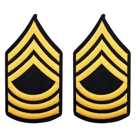 Army Chevron: Master Sergeant - gold embroidered on blue, male - Hooyah Woodworks LLC