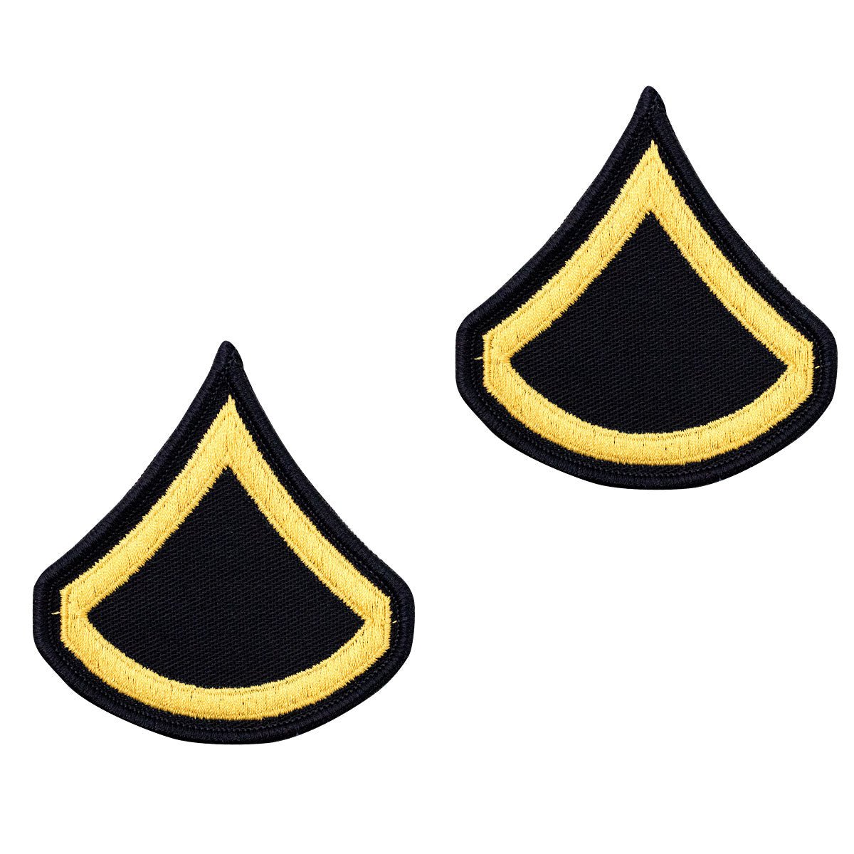 Army Chevron: Private First Class - gold embroidered on blue, female - Hooyah Woodworks LLC