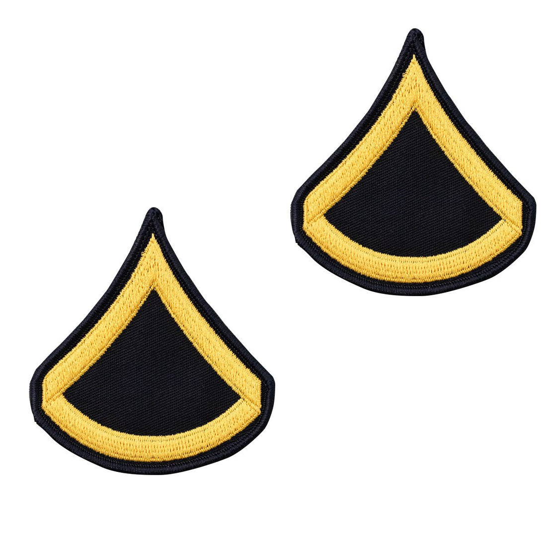 Army Chevron: Private First Class - gold embroidered on blue, male - Hooyah Woodworks LLC