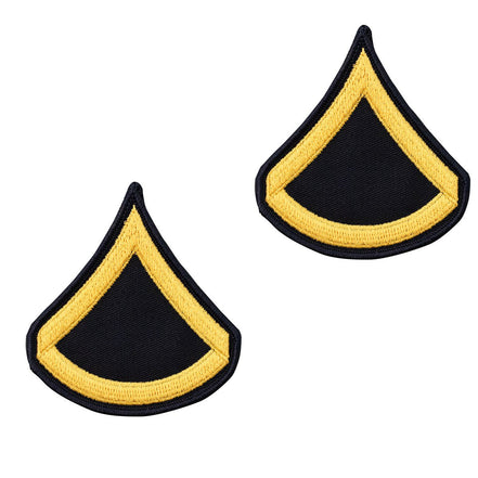 Army Chevron: Private First Class - gold embroidered on blue, male - Hooyah Woodworks LLC