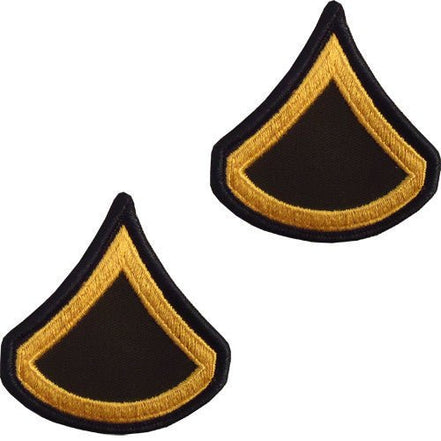 Army Chevron: Private First Class - gold embroidered on green, female (NON-RETURNABLE/NON-REFUNDABLE) - Hooyah Woodworks LLC