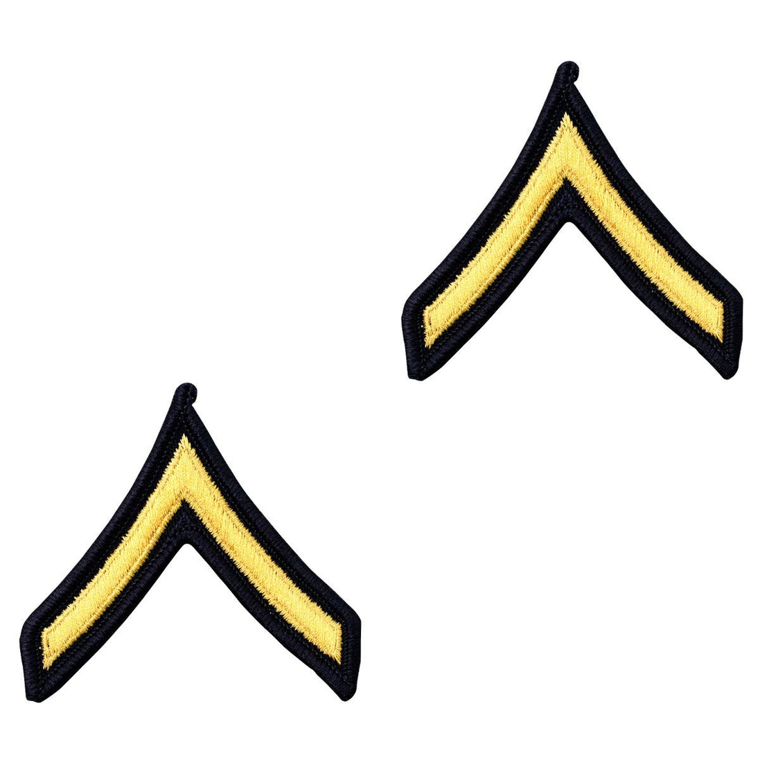 Army Chevron: Private - gold embroidered on blue, female - Hooyah Woodworks LLC