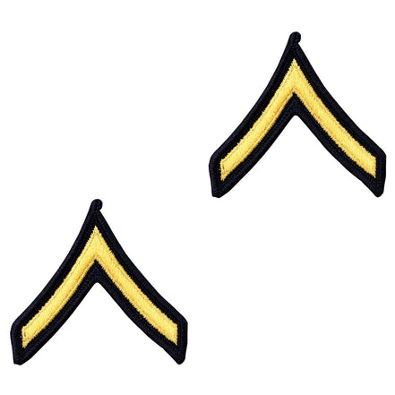 Army Chevron: Private - gold embroidered on blue, female - Hooyah Woodworks LLC