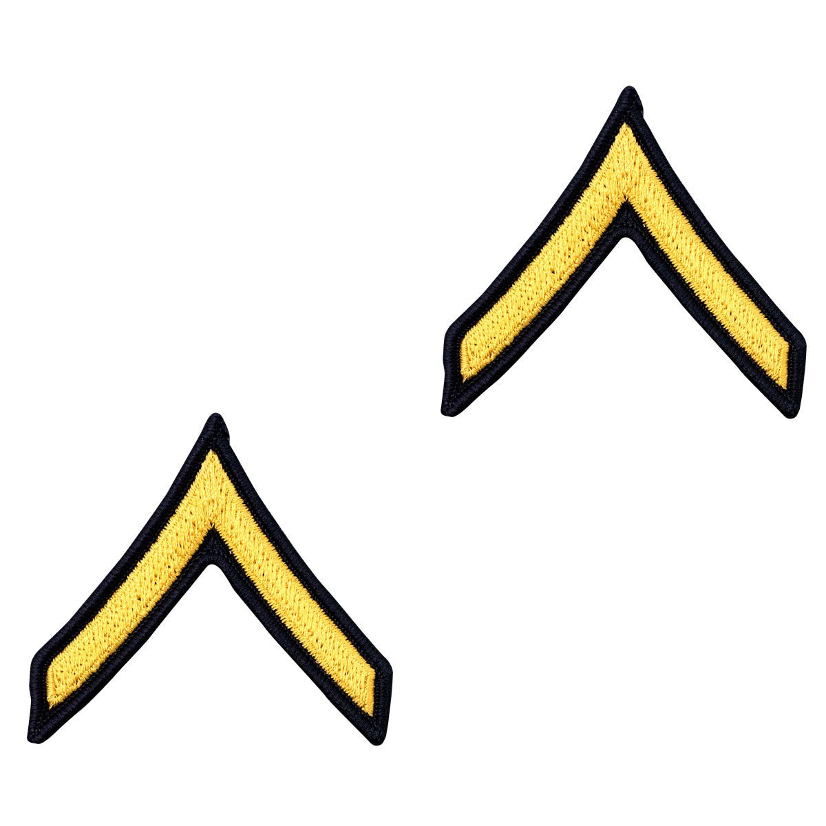 Army Chevron: Private - gold embroidered on blue, male - Hooyah Woodworks LLC