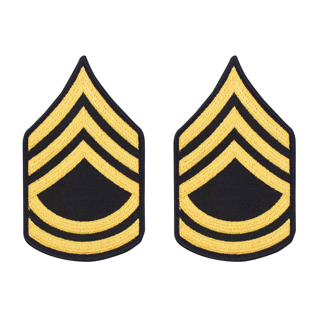 Army Chevron: Sergeant First Class - gold embroidered on blue, male - Hooyah Woodworks LLC