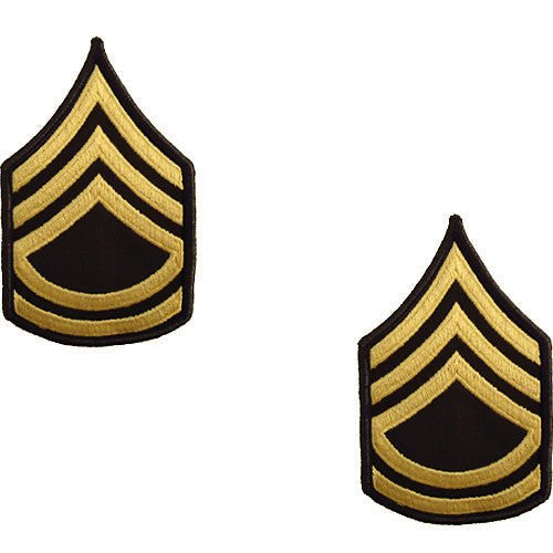 Army Chevron: Sergeant First Class - gold embroidered on green, female (NON-RETURNABLE/NON-REFUNDABLE) - Hooyah Woodworks LLC