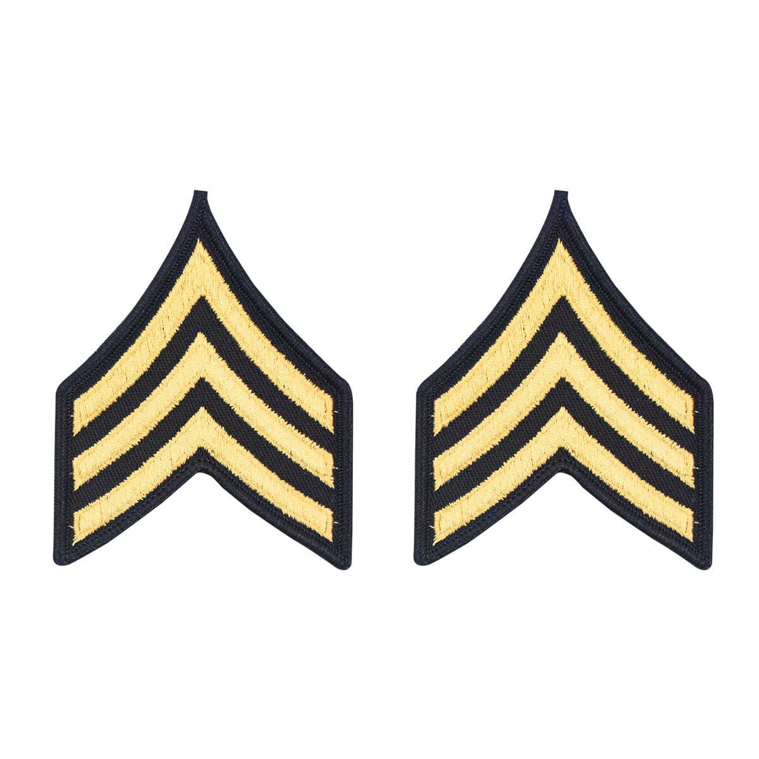 Army Chevron: Sergeant - gold embroidered on blue, female - Hooyah Woodworks LLC
