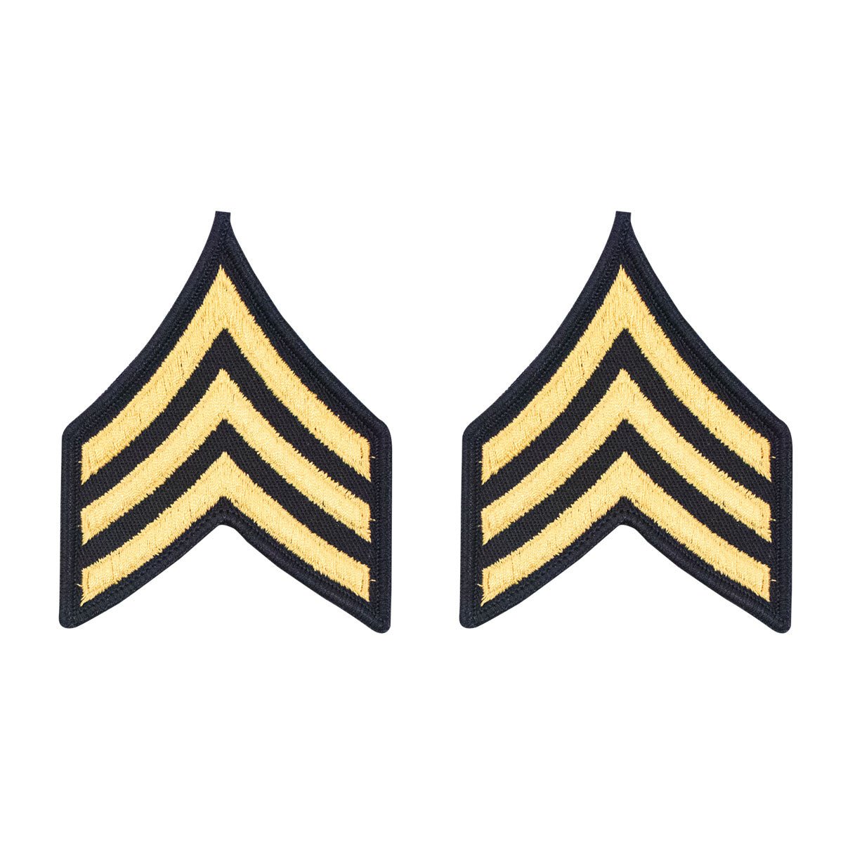 Army Chevron: Sergeant - gold embroidered on blue, female - Hooyah Woodworks LLC