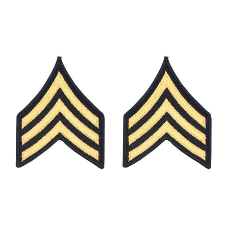 Army Chevron: Sergeant - gold embroidered on blue, female - Hooyah Woodworks LLC