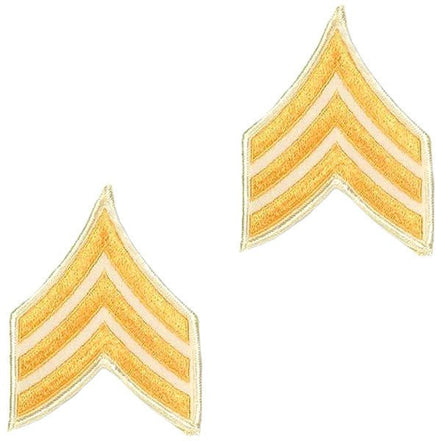 Army Chevron: Sergeant - gold embroidered on white, small - Hooyah Woodworks LLC