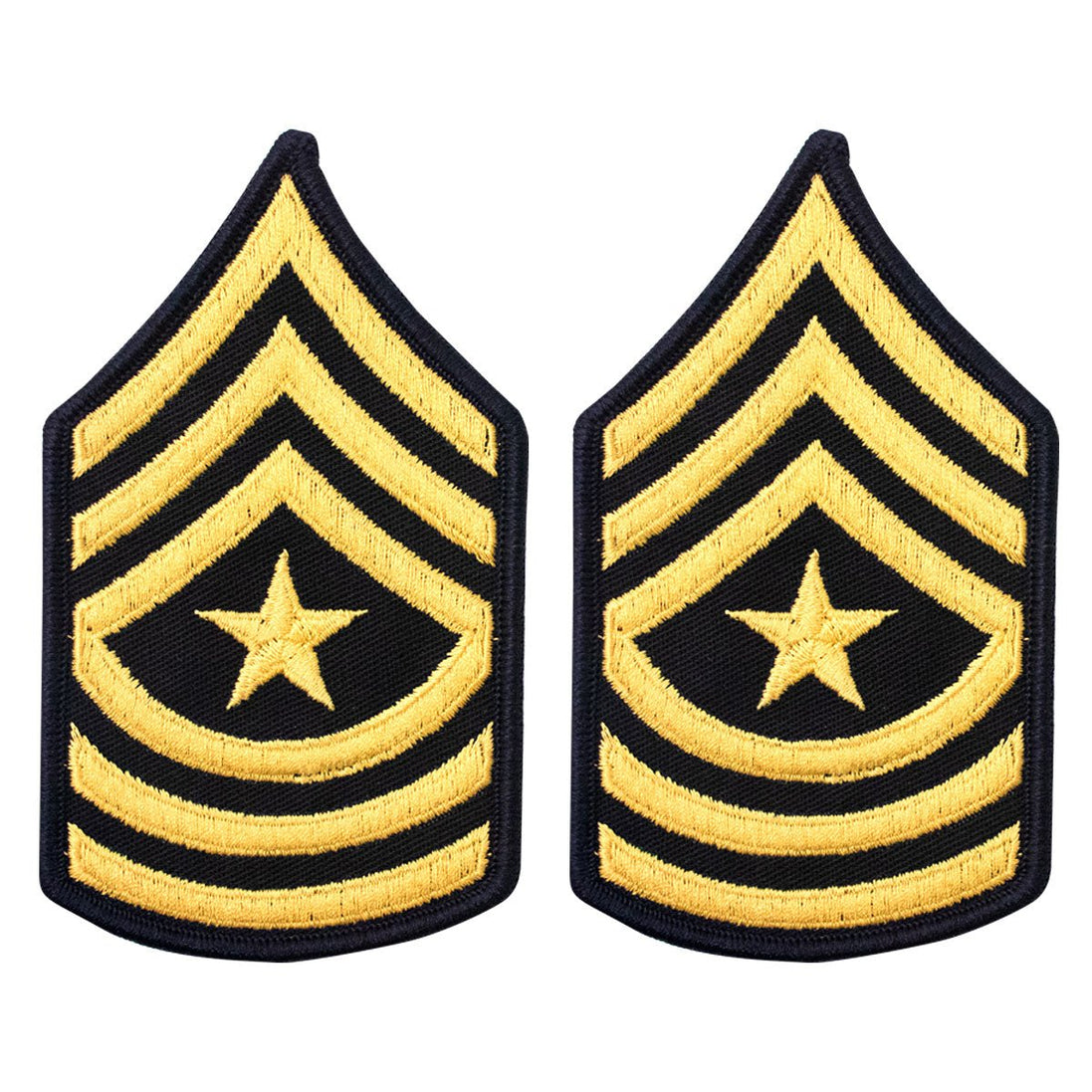 Army Chevron: Sergeant Major - gold embroidered on blue, female - Hooyah Woodworks LLC