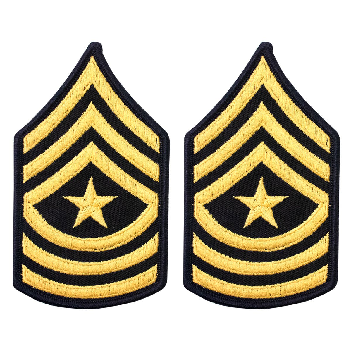 Army Chevron: Sergeant Major - gold embroidered on blue, female - Hooyah Woodworks LLC
