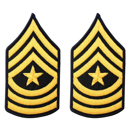 Army Chevron: Sergeant Major - gold embroidered on blue, male - Hooyah Woodworks LLC