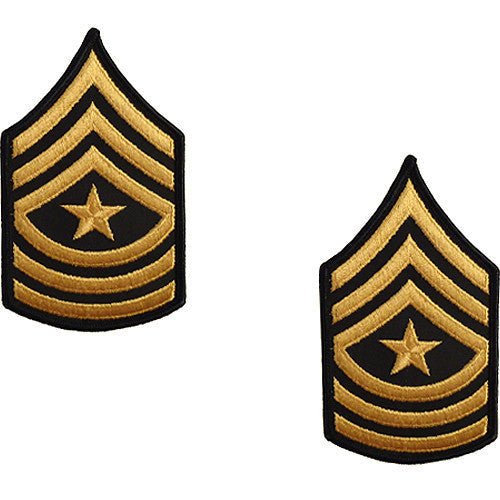 Army Chevron: Sergeant Major - gold embroidered on green, female (NON-RETURNABLE/NON-REFUNDABLE) - Hooyah Woodworks LLC