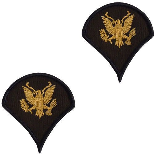 Army Chevron: Specialist 4 - gold embroidered on green, female (NON-RETURNABLE/NON-REFUNDABLE) - Hooyah Woodworks LLC