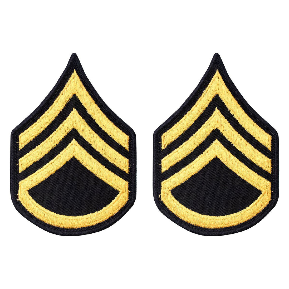 Army Chevron: Staff Sergeant - gold embroidered on blue, female - Hooyah Woodworks LLC