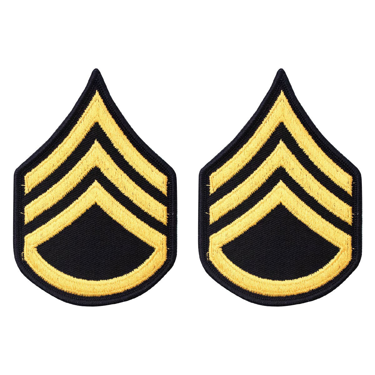 Army Chevron: Staff Sergeant - gold embroidered on blue, female - Hooyah Woodworks LLC