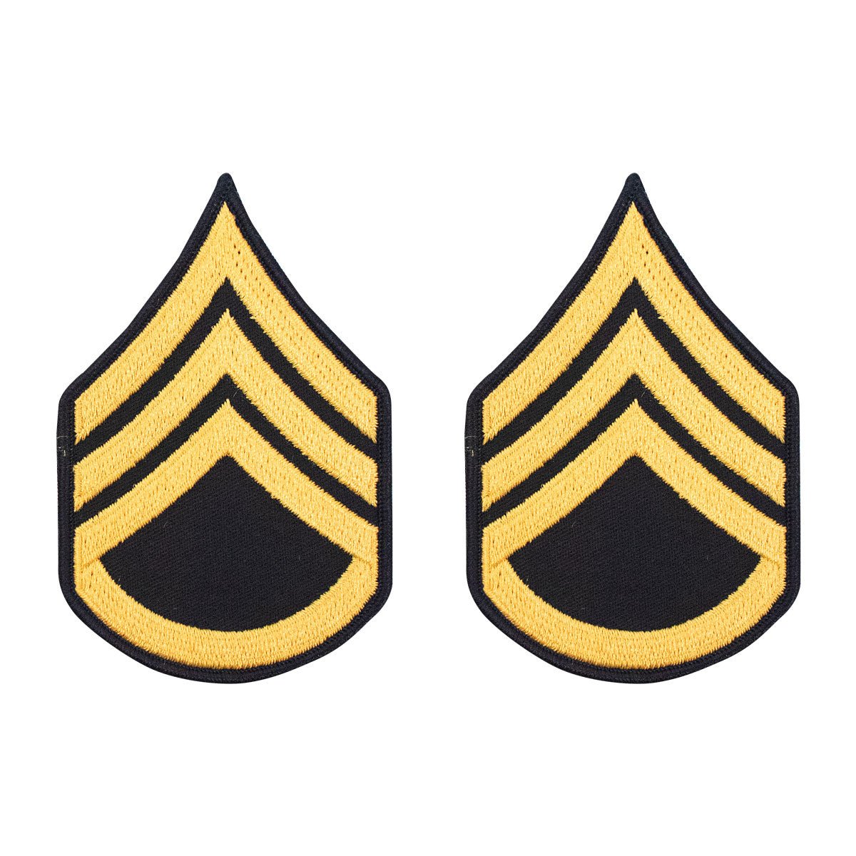 Army Chevron: Staff Sergeant - gold embroidered on blue, male - Hooyah Woodworks LLC