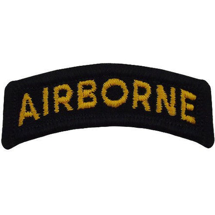 Army Embroidered Tab: Airborne - gold letters on black - Hooyah Woodworks LLC