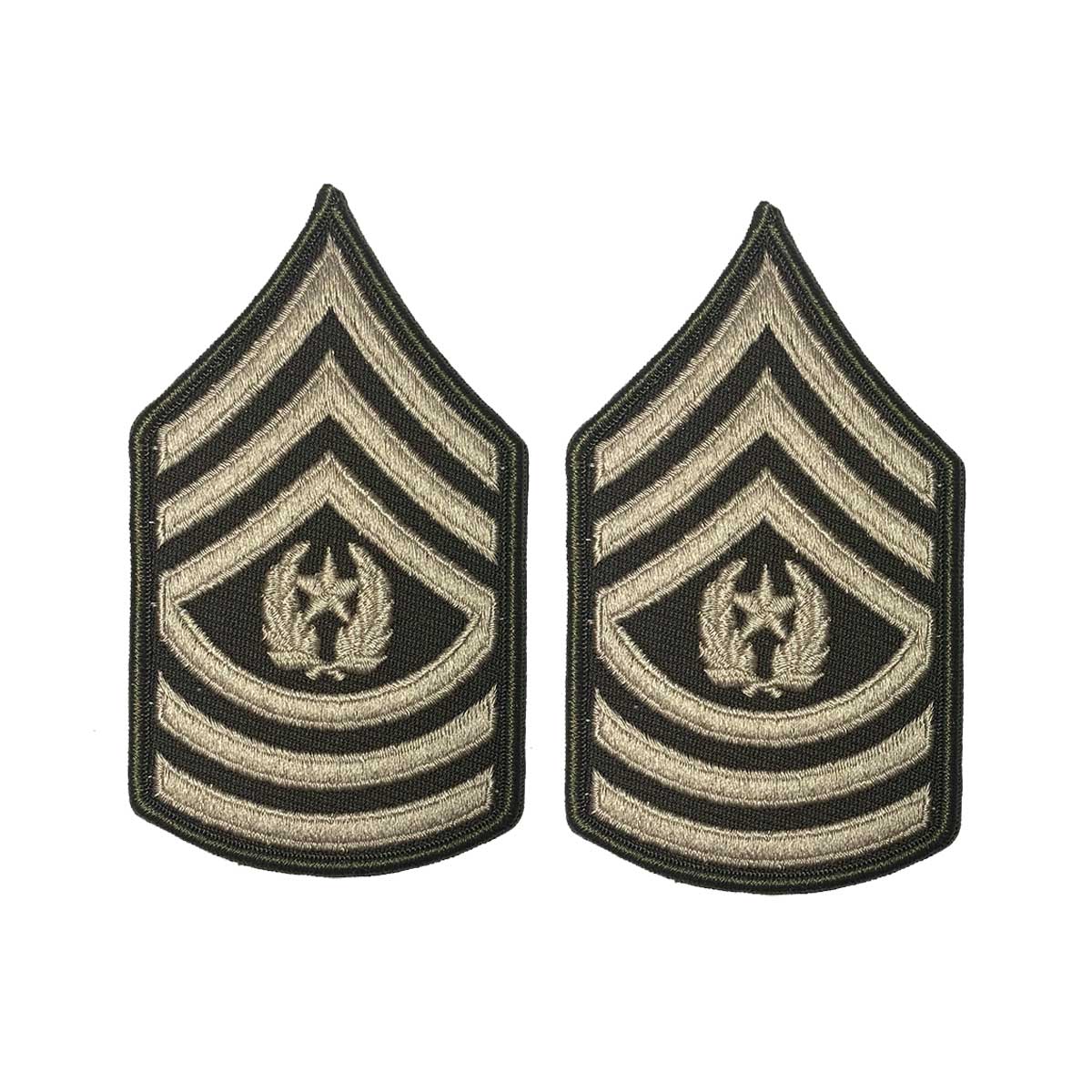 Army Green Service Uniform Chevron: Command Sergeant Major - embroidered on green, Large - Hooyah Woodworks LLC
