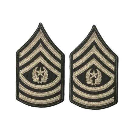 Army Green Service Uniform Chevron: Command Sergeant Major - embroidered on green, Small - Hooyah Woodworks LLC