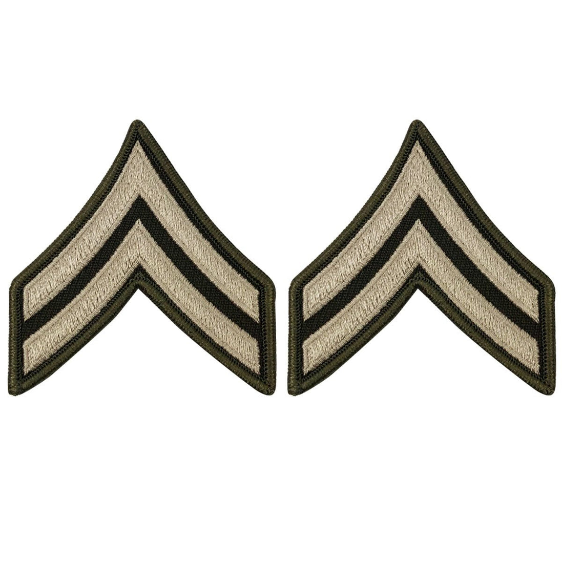 Army Green Service Uniform Chevron: Corporal - embroidered on green, Large - Hooyah Woodworks LLC