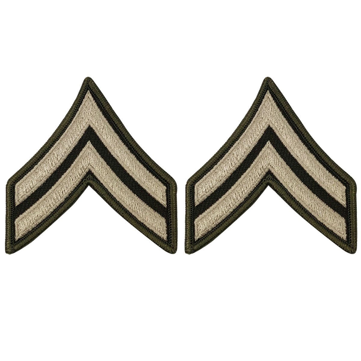Army Green Service Uniform Chevron: Corporal - embroidered on green, Large - Hooyah Woodworks LLC
