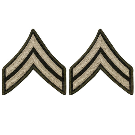 Army Green Service Uniform Chevron: Corporal - embroidered on green, Large - Hooyah Woodworks LLC