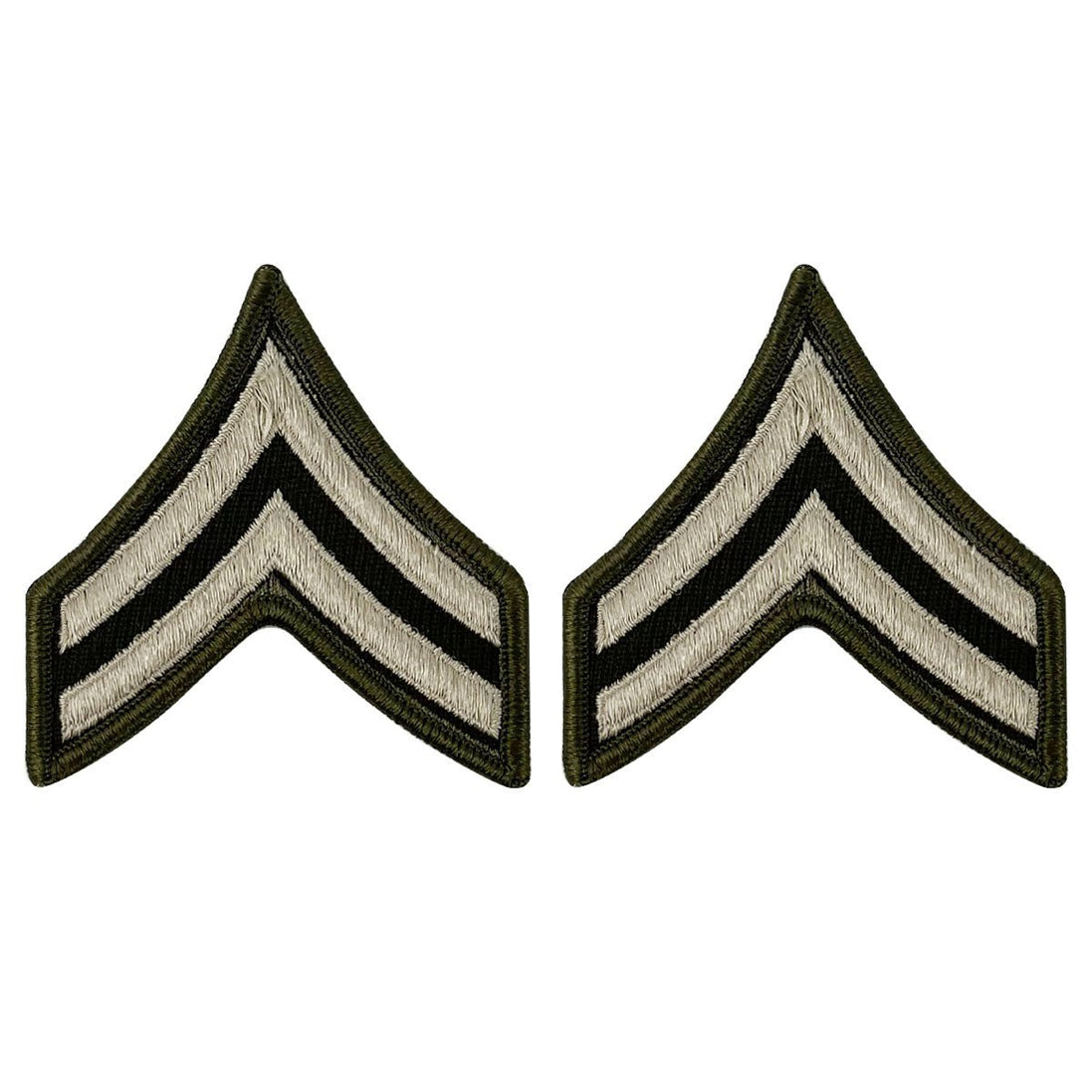 Army Green Service Uniform Chevron: Corporal - embroidered on green, Small - Hooyah Woodworks LLC