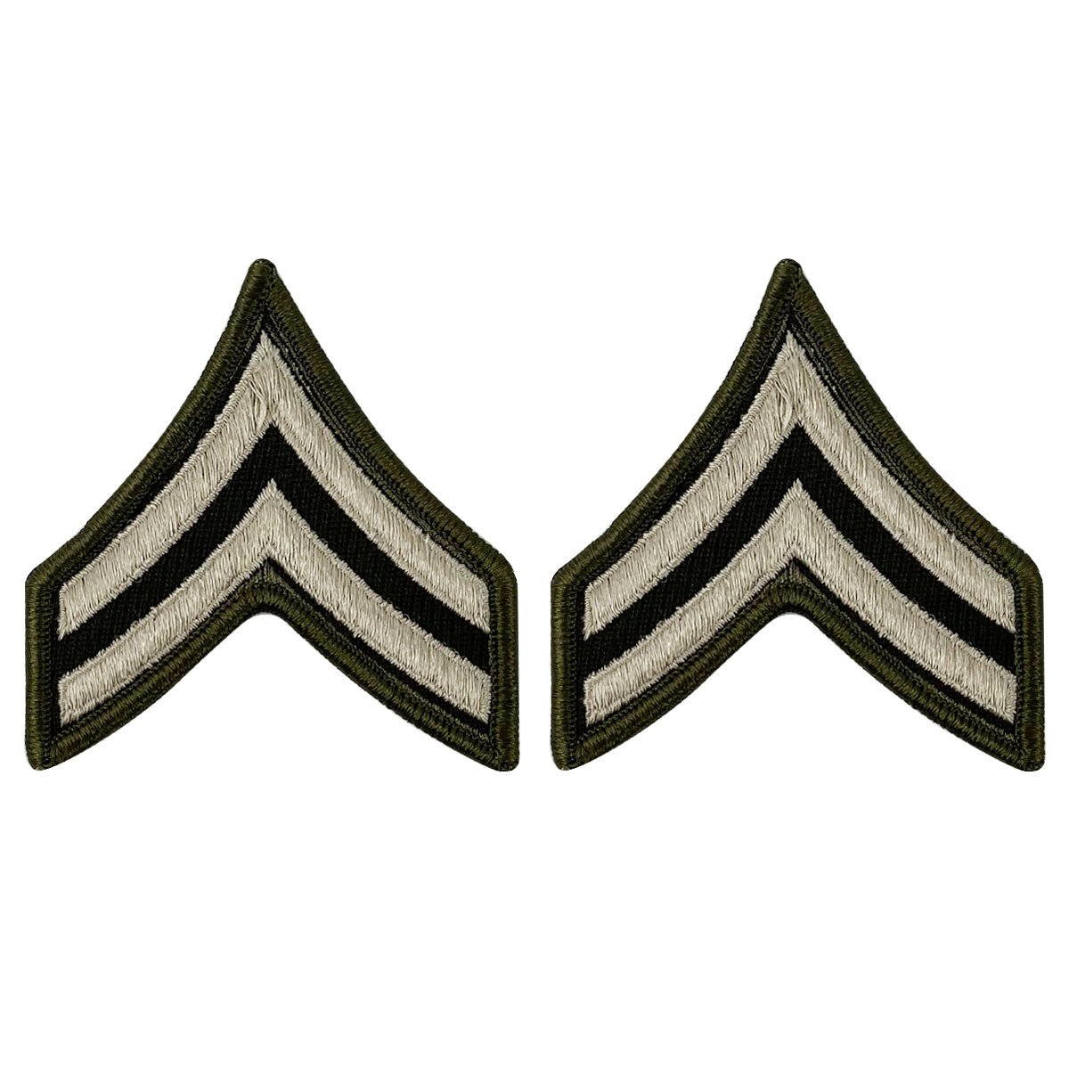 Army Green Service Uniform Chevron: Corporal - embroidered on green, Small - Hooyah Woodworks LLC