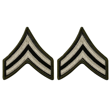 Army Green Service Uniform Chevron: Corporal - embroidered on green, Small - Hooyah Woodworks LLC