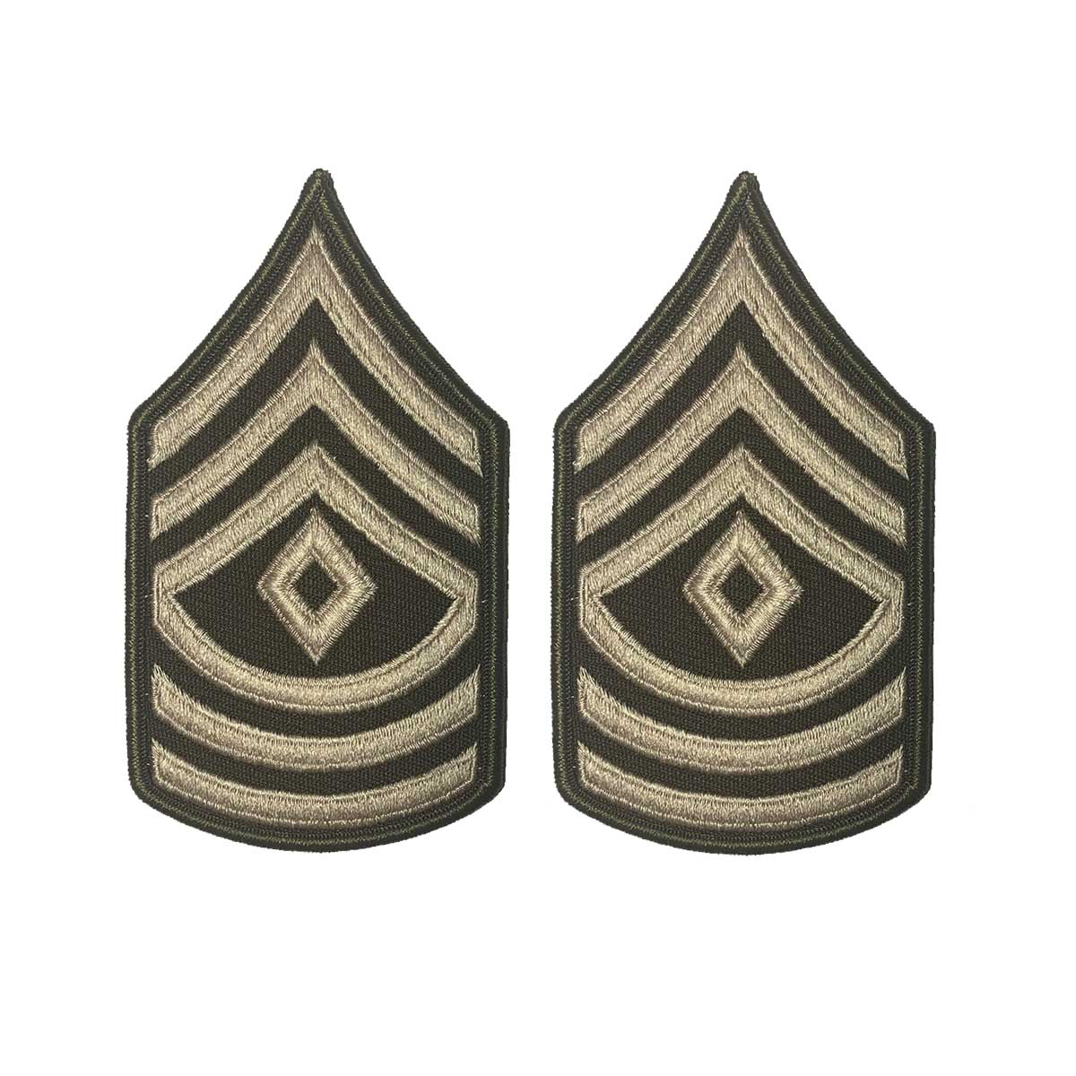Army Green Service Uniform Chevron: First Sergeant - embroidered on green, Large - Hooyah Woodworks LLC