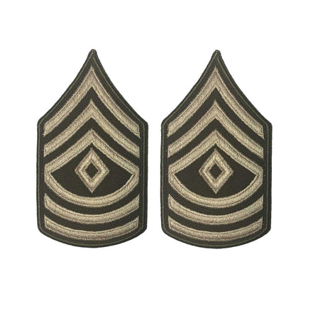 Army Green Service Uniform Chevron: First Sergeant - embroidered on green, Large - Hooyah Woodworks LLC