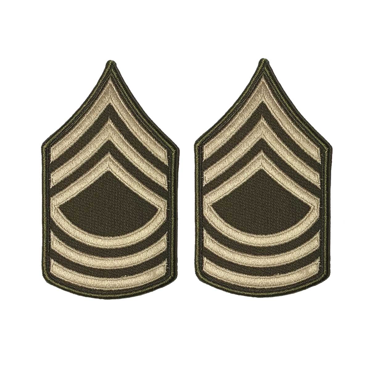 Army Green Service Uniform Chevron: Master Sergeant - embroidered on green, Large - Hooyah Woodworks LLC