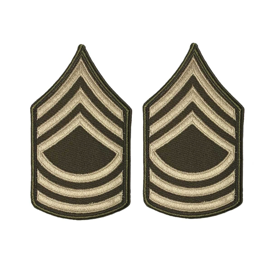 Army Green Service Uniform Chevron: Master Sergeant - embroidered on green, Small - Hooyah Woodworks LLC