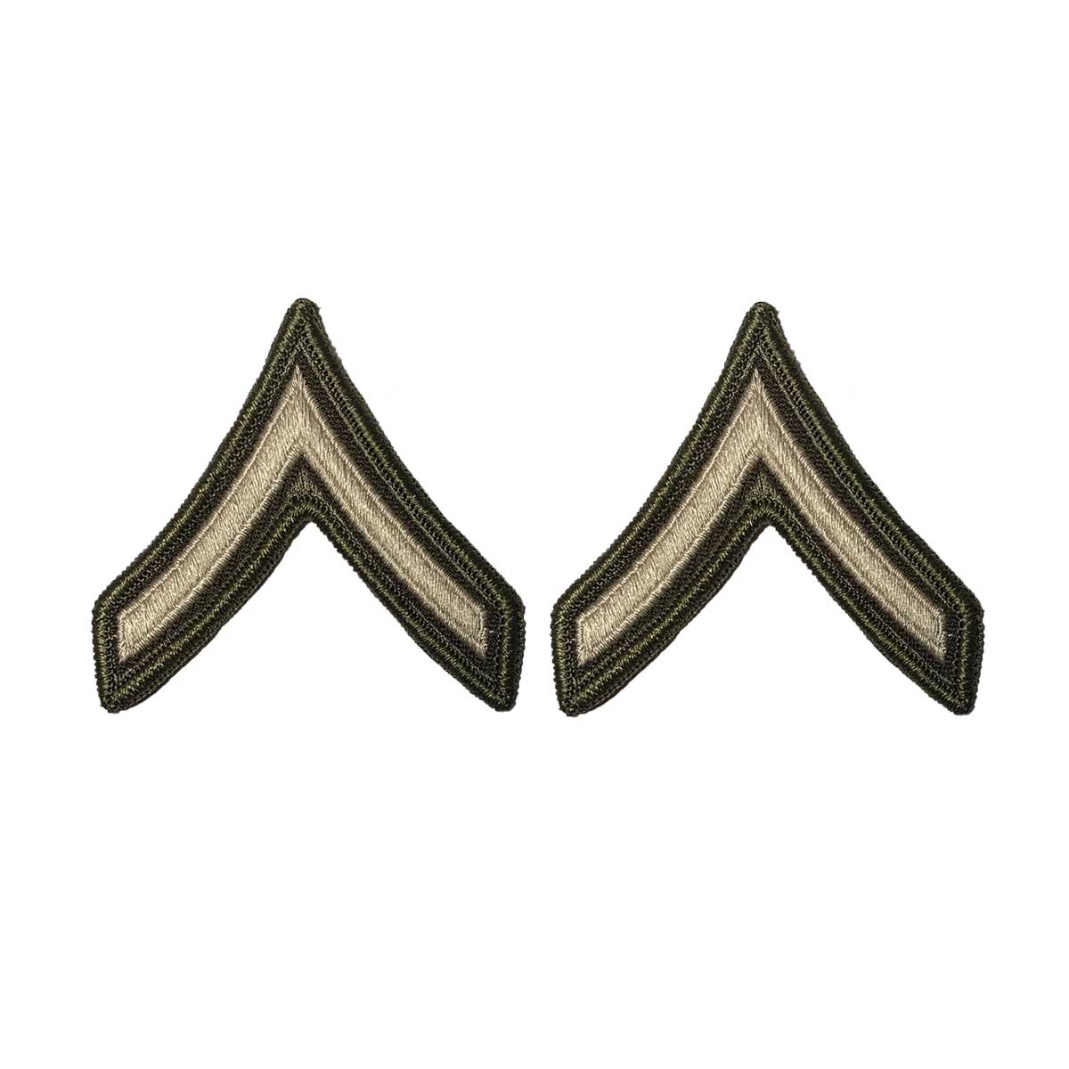 Army Green Service Uniform Chevron: Private - embroidered on green, Small - Hooyah Woodworks LLC