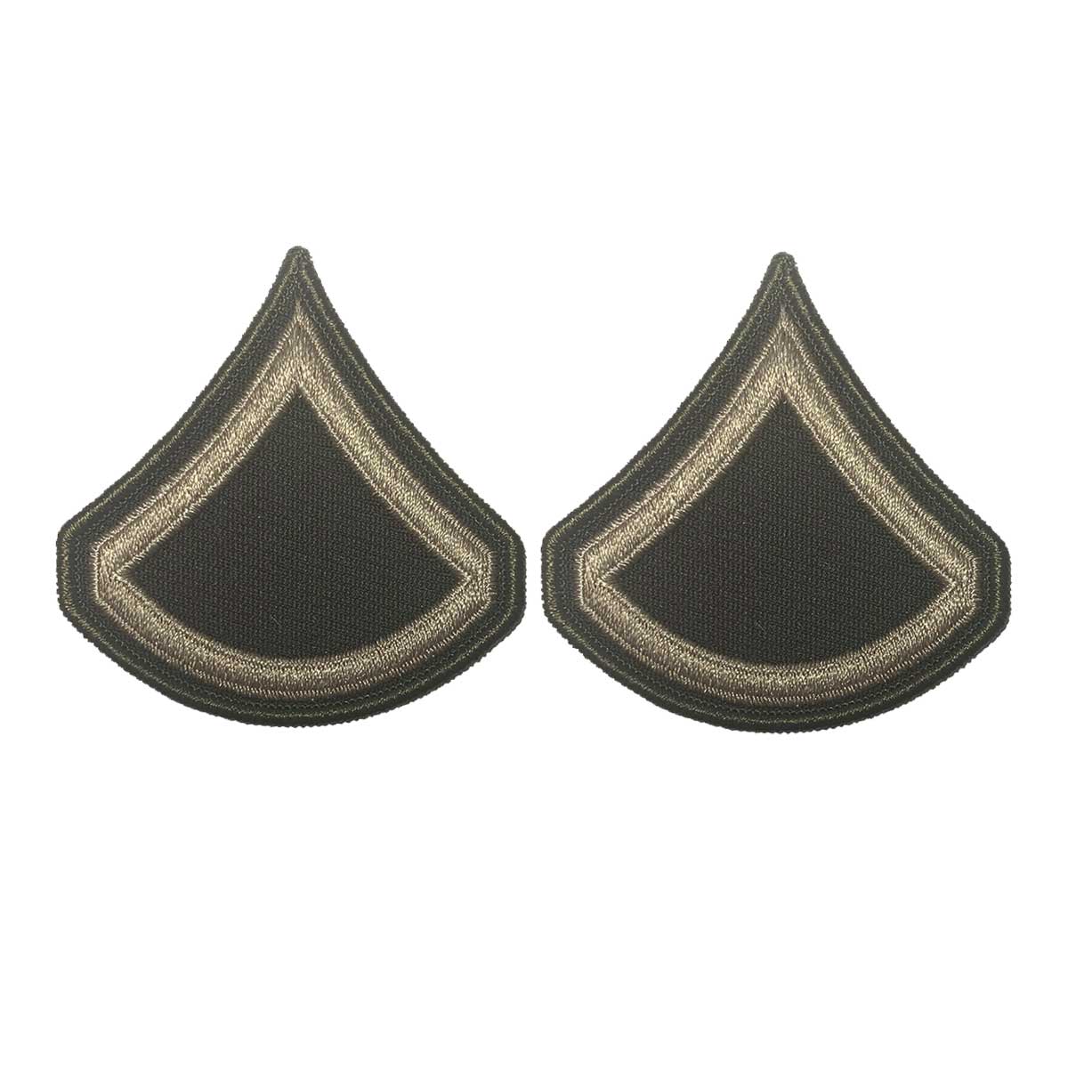 Army Green Service Uniform Chevron: Private First Class - embroidered on green, Large - Hooyah Woodworks LLC