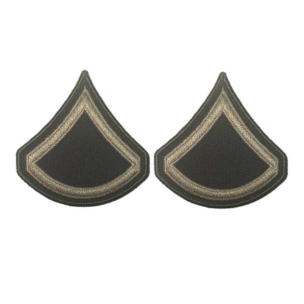 Army Green Service Uniform Chevron: Private First Class - embroidered on green, Large - Hooyah Woodworks LLC