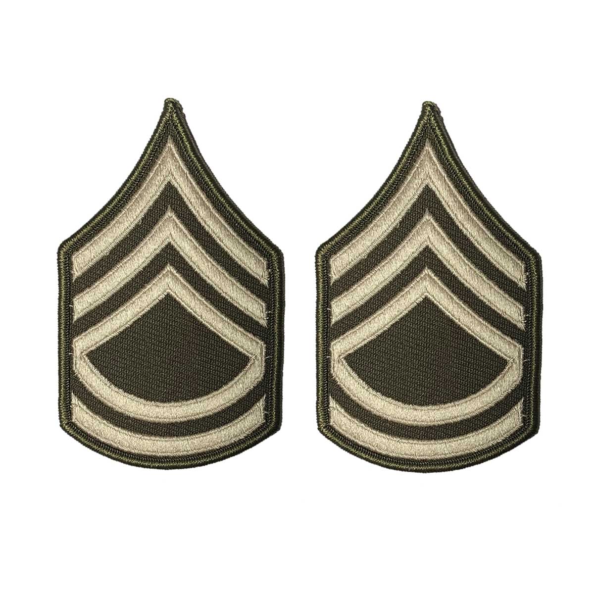 Army Green Service Uniform Chevron: Sergeant First Class - embroidered on green, Small - Hooyah Woodworks LLC