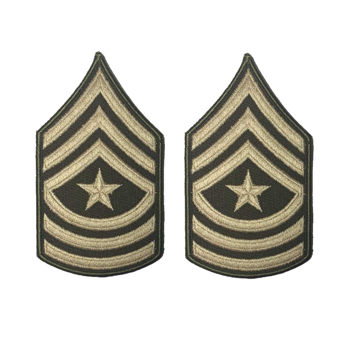 Army Green Service Uniform Chevron: Sergeant Major - embroidered on green, Large - Hooyah Woodworks LLC