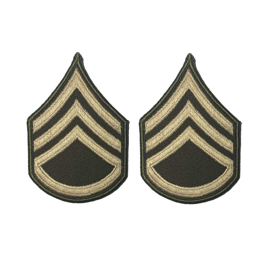 Army Green Service Uniform Chevron: Staff Sergeant - embroidered on green, Large - Hooyah Woodworks LLC