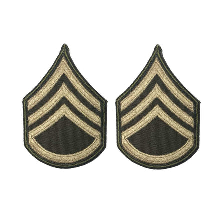 Army Green Service Uniform Chevron: Staff Sergeant - embroidered on green, Large - Hooyah Woodworks LLC