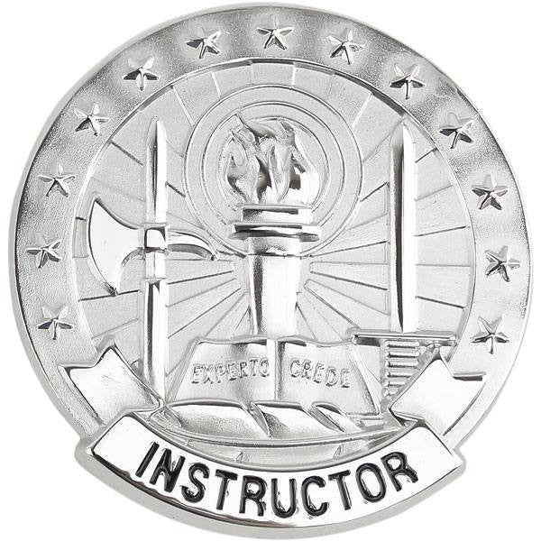 Army Identification Badge: Basic Instructor - Silver Mirror Finish - Hooyah Woodworks LLC