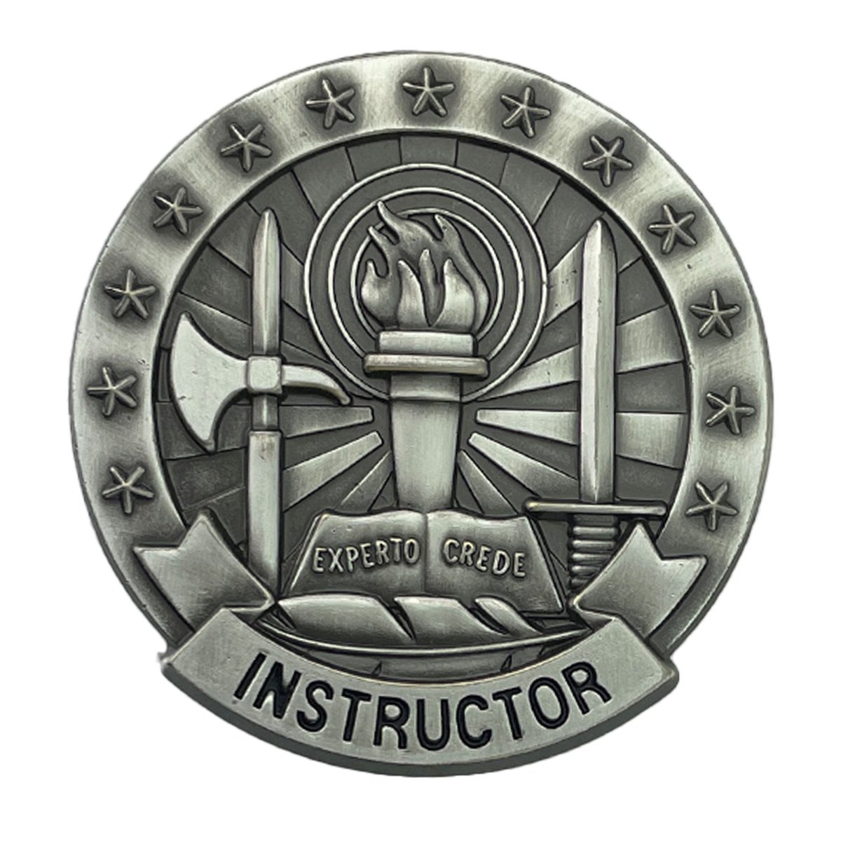 Army Identification Badge: Basic Instructor - Silver Oxidized - Hooyah Woodworks LLC