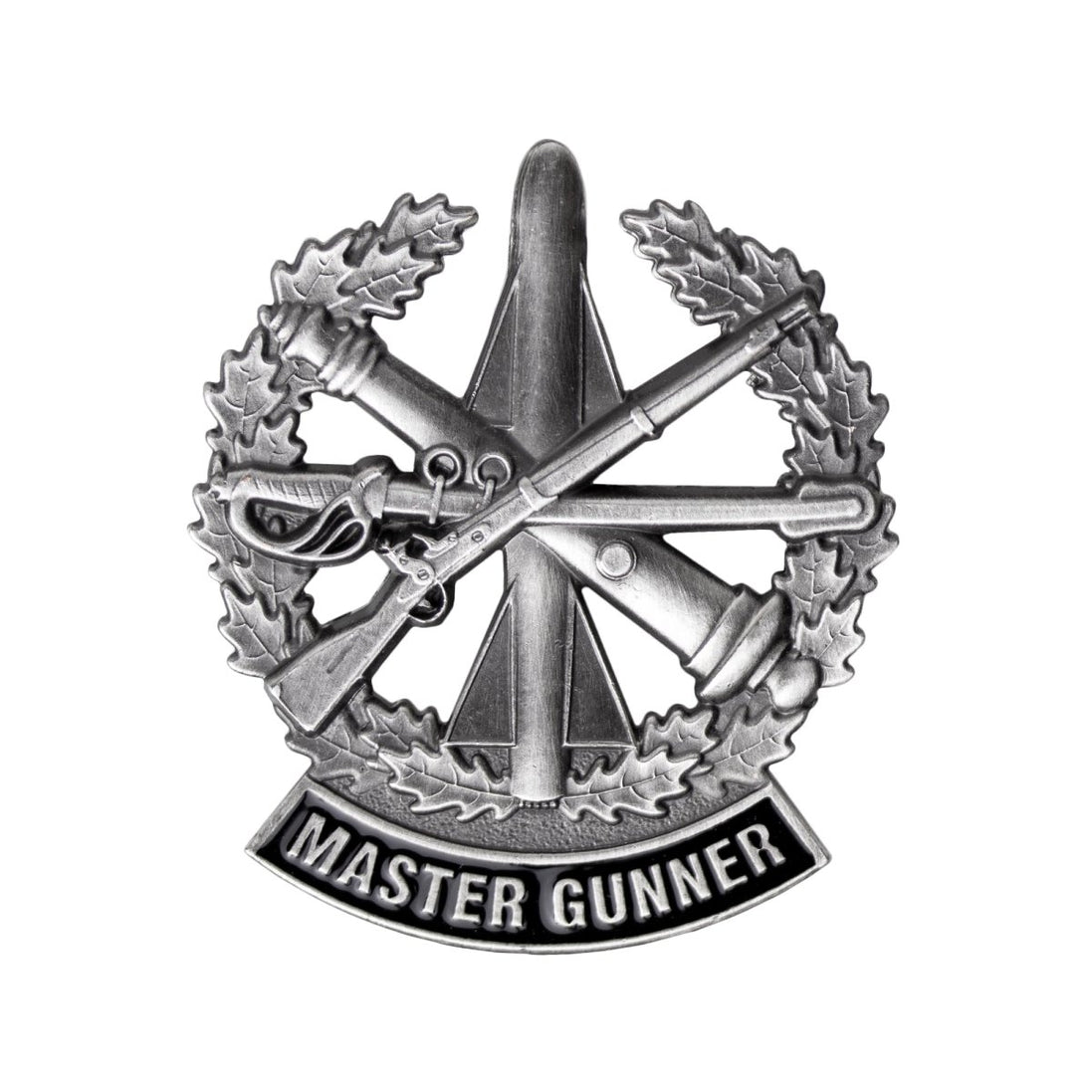 Army Identification Badge: Master Gunner - Silver Oxidized - Hooyah Woodworks LLC